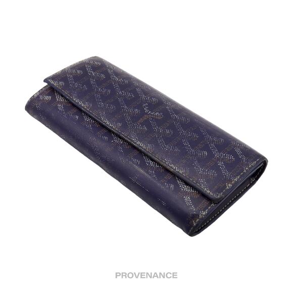 🔴 Goyard Varenne Long Wallet - Navy Blue Goyardine - Picture 6 of 10